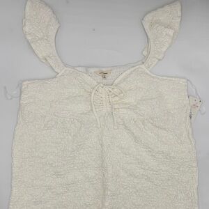 Lucky Brand Textured Babydoll Top in Bright White